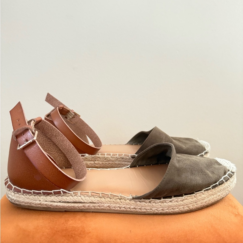 Brown and Green Espadrille Flats